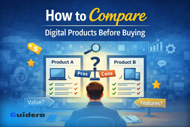 how to compare digital products before buying with visual comparison between software options