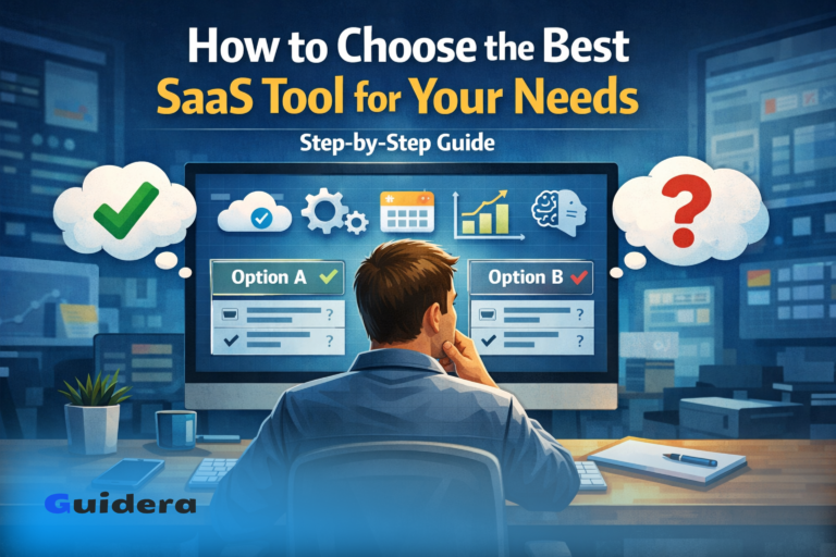 How to choose the best SaaS tool – comparison between software options on screen