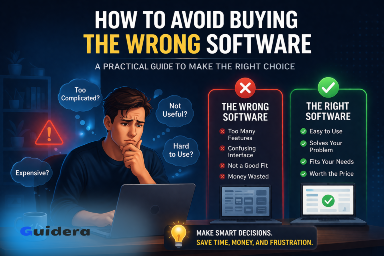 how to avoid buying the wrong software showing comparison between right and wrong tools