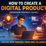 how to create a digital product showing process from idea research build and launch