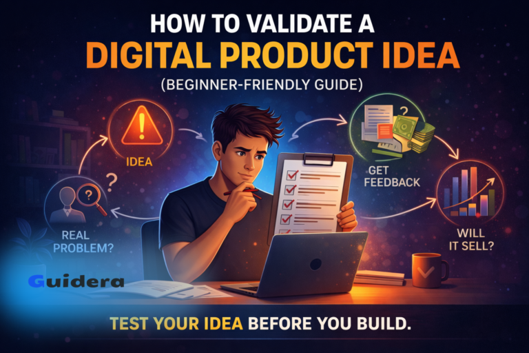 how to validate a digital product idea showing idea testing feedback and demand validation process